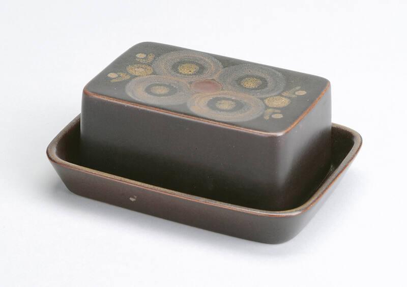 Dark Brown Stoneware Butter Dish