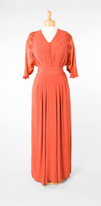 Rust Utility Scheme Evening Dress with Scarf or Belt