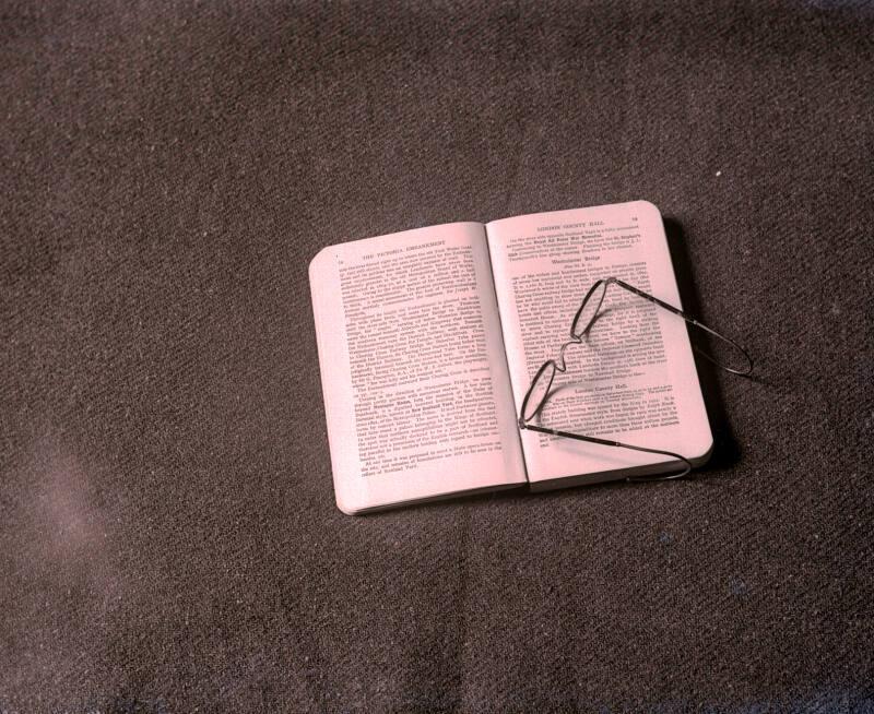 photograph of book with spectacles