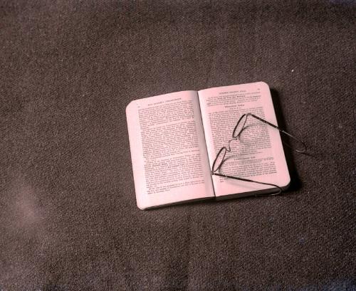 photograph of book with spectacles