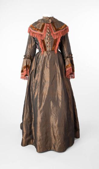 Rust and Brown Silk Day Dress with Apron
