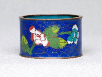 Cloisonne dark blue floral pattern napkin ring