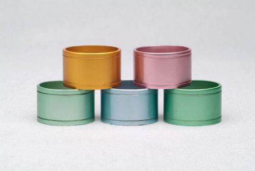 Set of 5 anodised napkin rings