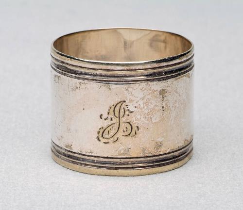 Early EPNS napkin ring with initial J