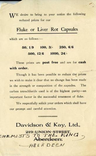 Advert Referring To Liver Fluke Capsules