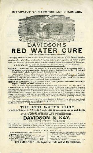 Advert for Davidson's Red Water Cure