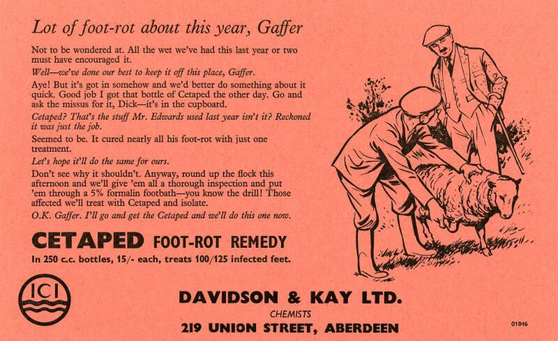 Advert for Cetaped Foot-Rot Remedy