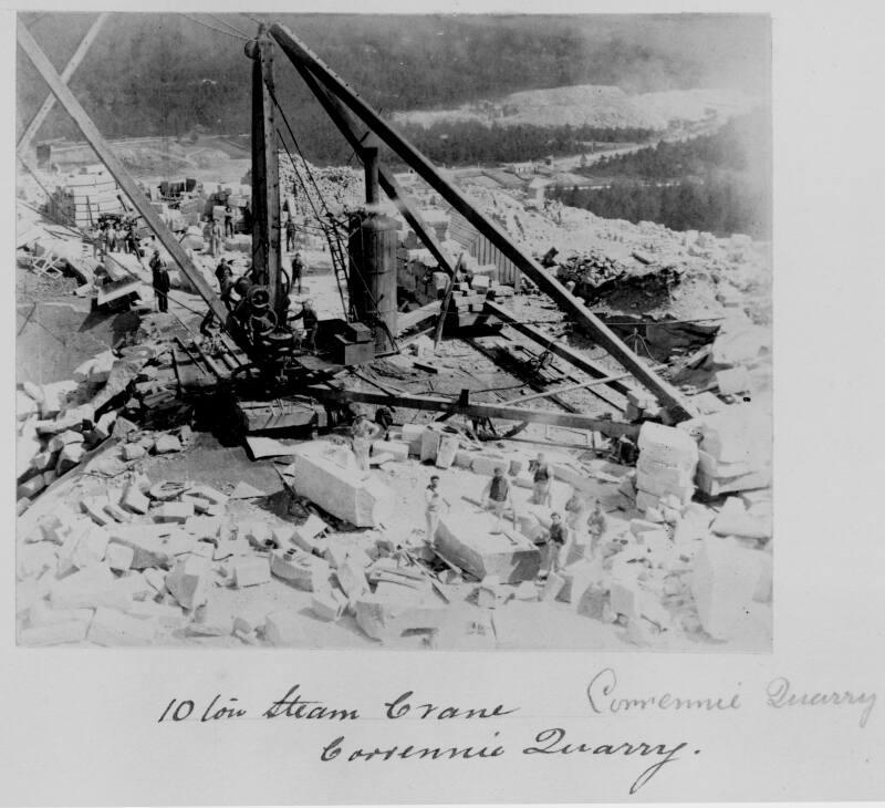 Quarrymen at Steam Crane Corrennie Quarry