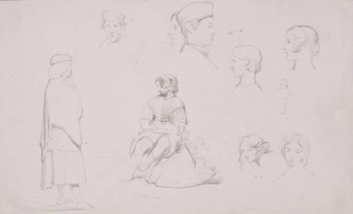 Study of Two Heads, Two (half-length) Figures