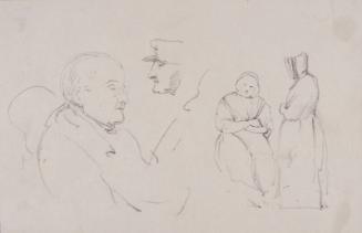 Study of Two Heads and Shoulders and Two (full-length) Women