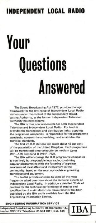 Independent Local Radio - Your Questions Answered