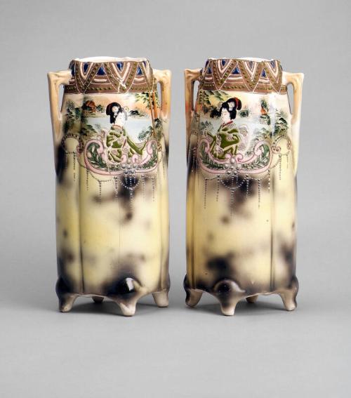 Pair of Vases with Japanese Scene