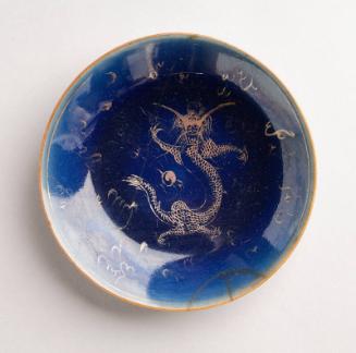 Blue Dish with Dragon Motif