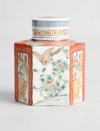Hexagonal Chinoiserie Painted Jar