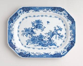 Pair of Large Octagonal Blue and White Ashets