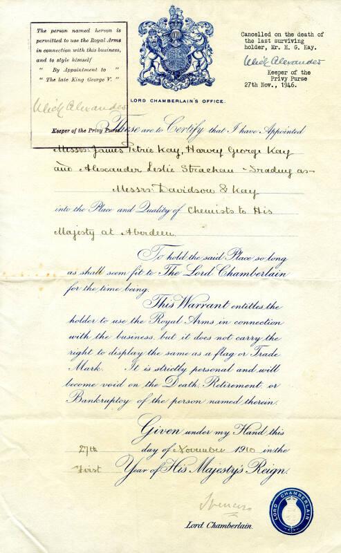 Warrant of Royal Appointment