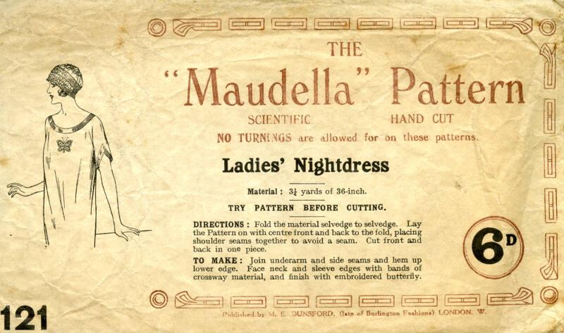 Paper Pattern for a Ladies Nightdress 