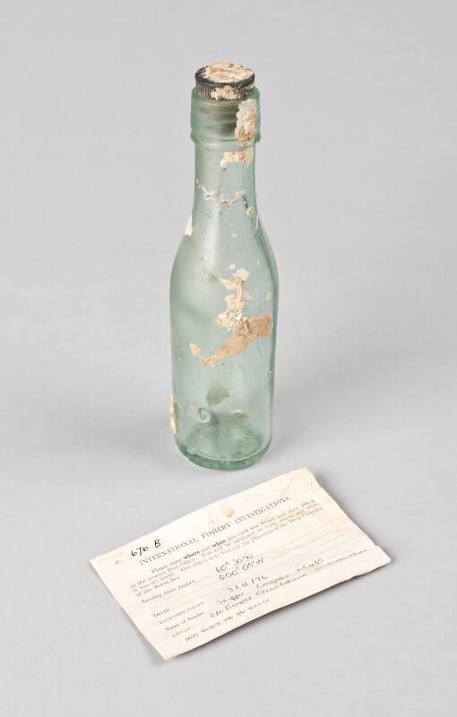 Drift Bottle And Registry Card. Released In June 1914 And Recovered By Langdale In 1996