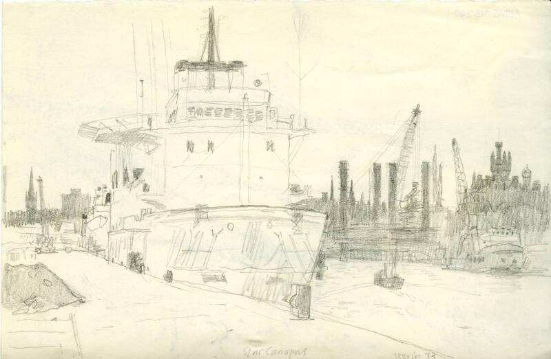Sketch of 'Star Canopus' and 'Stevin' at Aberdeen Harbour