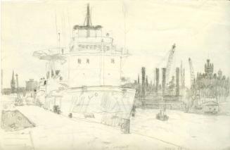 Sketch of 'Star Canopus' and 'Stevin' at Aberdeen Harbour