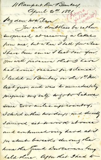 Letter From P.A.Johnston In India