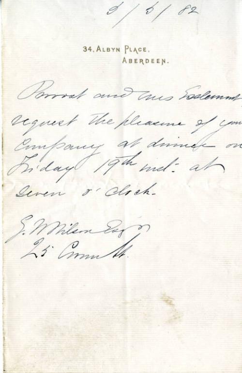 Letter from Lord Provost Esslemont