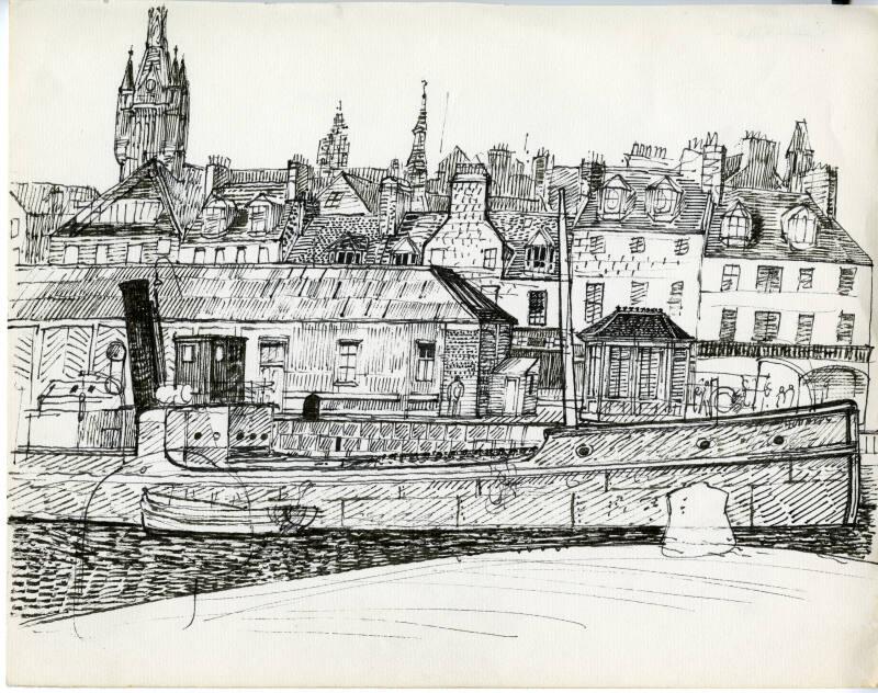 Sketch of Collier 'Thrift' alongside Regent's Quay, Aberdeen