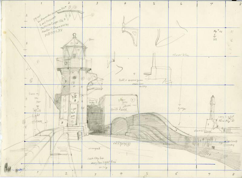 Preparatory sketch of North Pier Lighthouse, Aberdeen Harbour