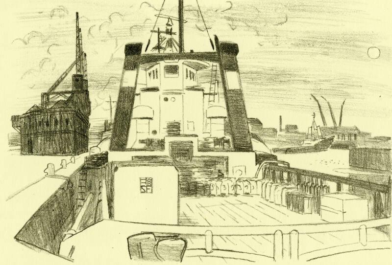 View from the deck of a supply ship in the harbour