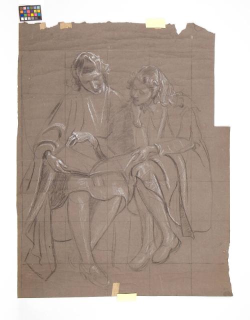 Two Girls - Study For The University Union Murals, Academic Panel