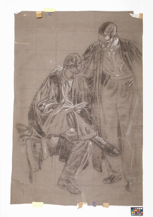 Two Men On Right Of Principal - Study For The University Union Murals