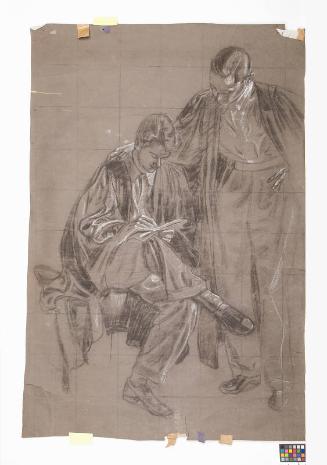 Two Men On Right Of Principal - Study For The University Union Murals