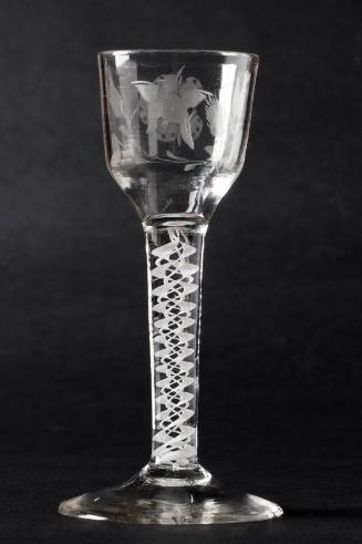 Jacobite Engraved Composite Stem Wine Glass c1750