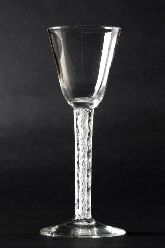 Jacobite Engraved Composite Stem Wine Glass c1750