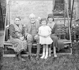 Family Group Seated on Bench