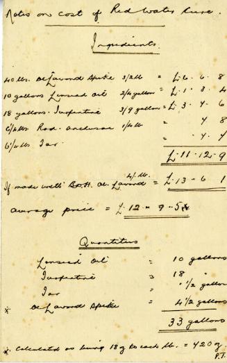 Calculation on the Costs of the Red Water Cure