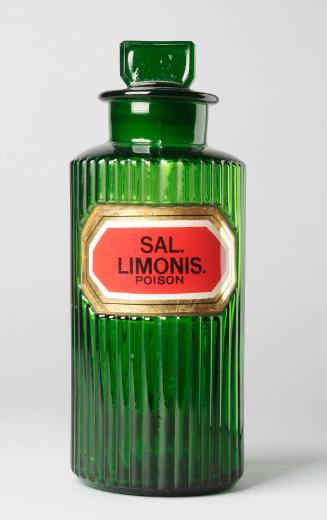 Green Glass Recessed Label Poison Shop Round SAL. LIMONIS. POISON