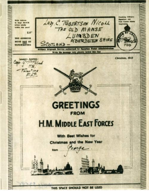 Photostat Christmas Card from World War 2