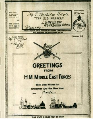 Photostat Christmas Card from World War 2