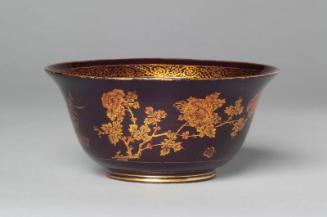 Pair of Black and Gold Bowls with Flowers