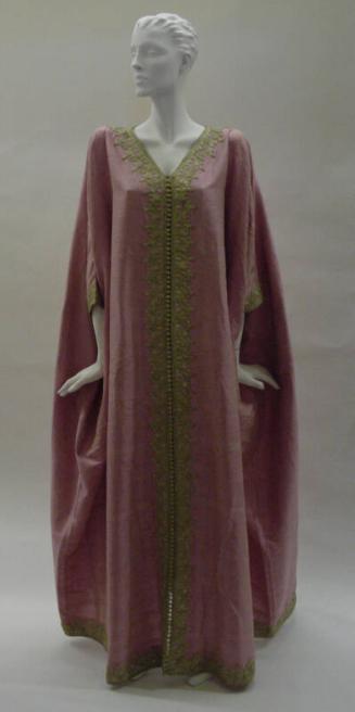 Pink Kaftan with Gold Braid Trim