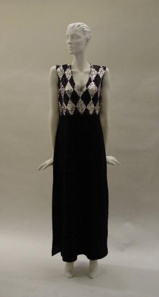 Ladies Black and Silver Wool Sequinned Stretch Dress