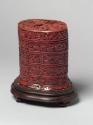 Chinese Four-Tiered Cinnabar Lacquer Box and Cover on Stand