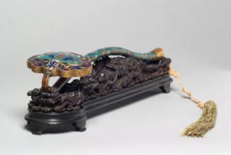 Chinese Cloisonné Enamel Ruyi or Ju-I Sceptre on Stand