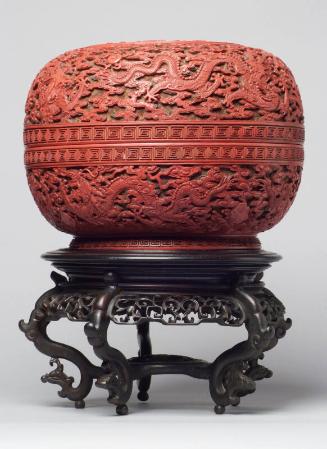 Round Lacquer Bowl and Cover on Stand