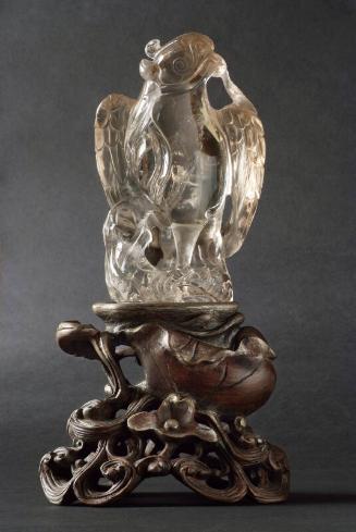 Chinese Carved Eagle on Lotus-Form Stand
