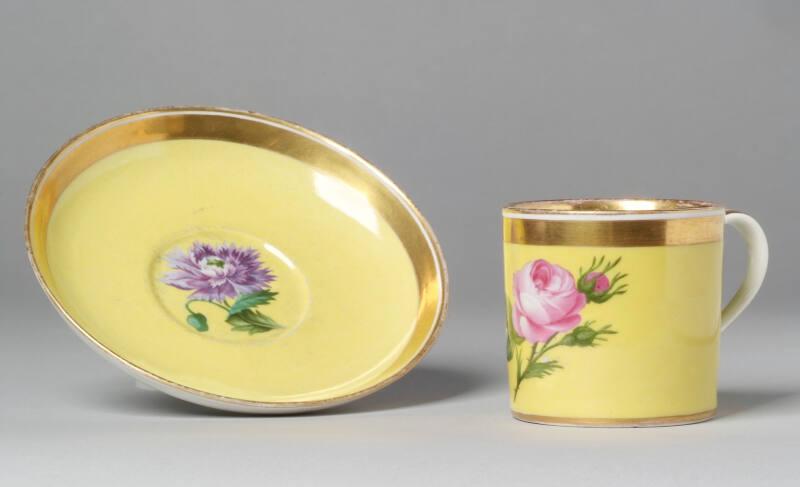 Yellow and Gilt Teacup and Saucer