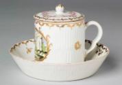 Porcelain Cup, Saucer and Cover with Classical Scenes