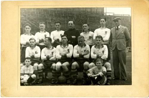 Black and white photograph Showing A Hall Russell Football Team, C1950s