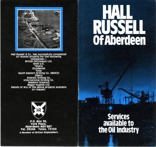 Leaflet Advertising The Hall Russell Shipyard's Services Available To The Oil Industry